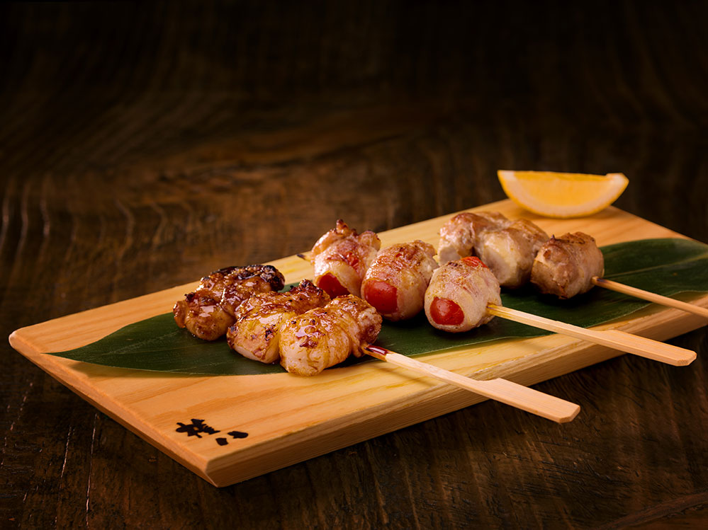 Char-grilled platinum pork belly roll trio
